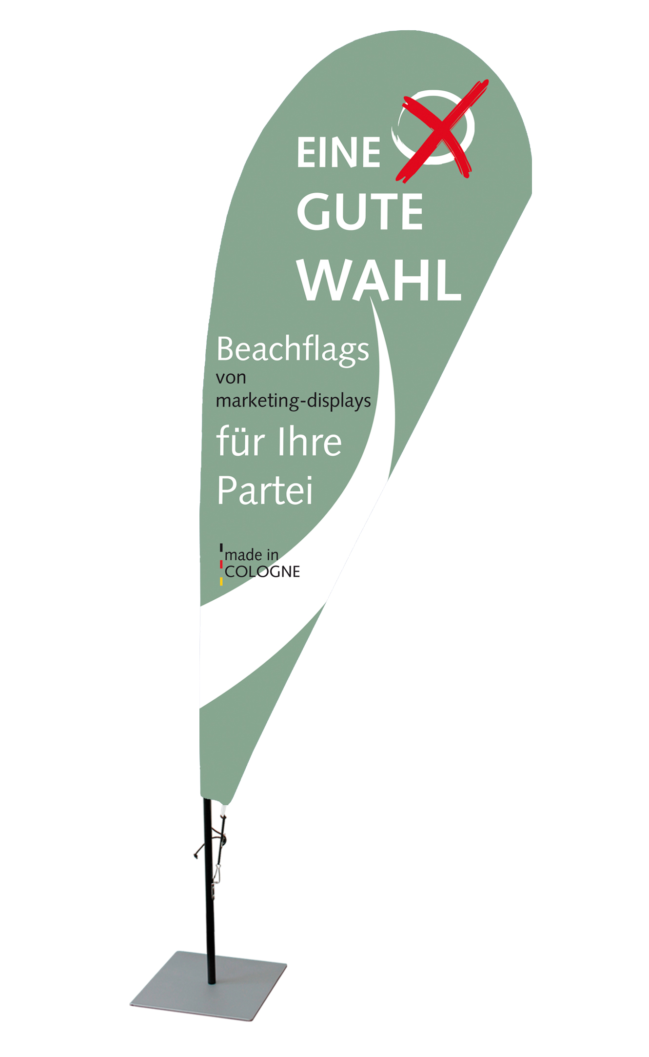 Beachflag für Wahlkampf und Wahlstand