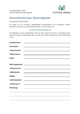 Rückgabeformular Rückgabeformular Elektroaltgeräte PDF Download