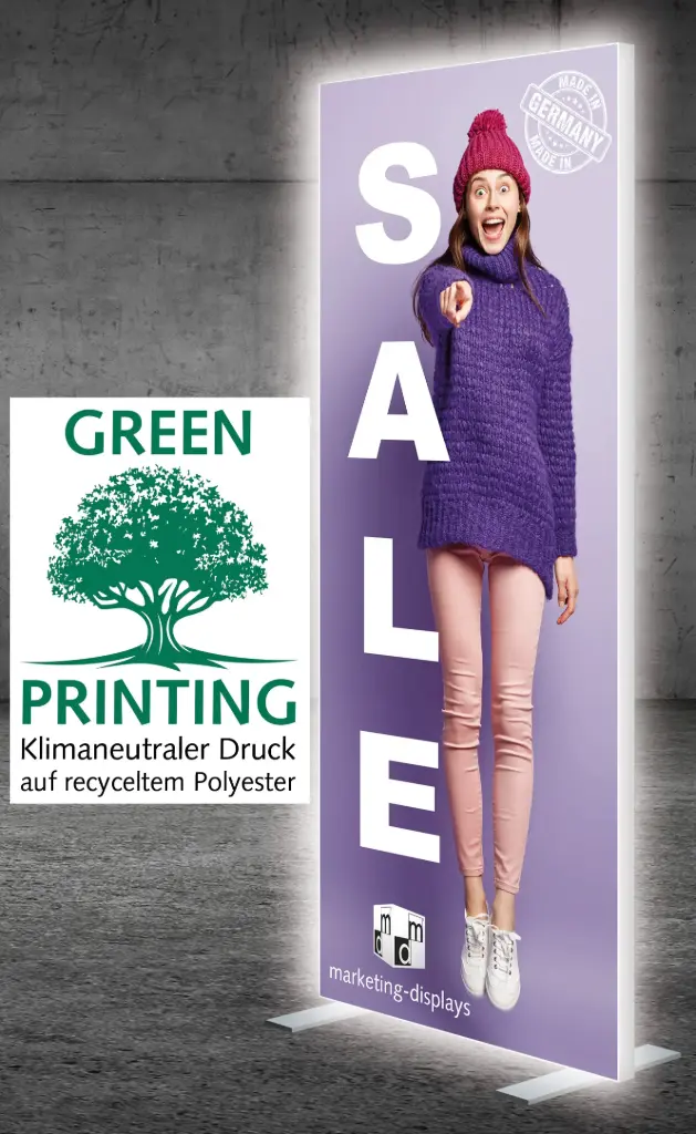 TEXFRAME LED 800x2000 mm Stand  doppelseitig Profil 90/100 silber LED-Fluter