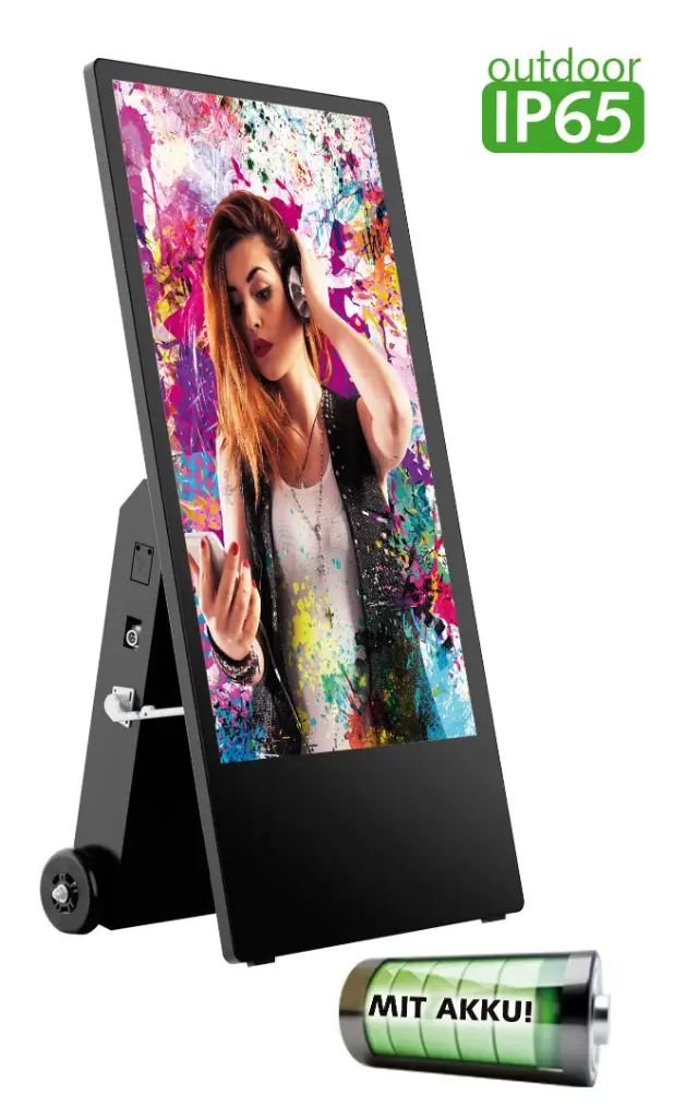 Digitaler Kundenstopper 43“ OUTDOOR Akku USB-MediaPlayer